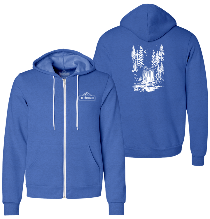 WATERFALL UNDER THE STARS Supersoft Midweight Zip Up Hoodie