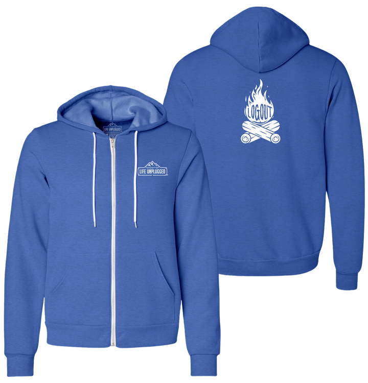 LOG OUT CAMPFIRE Supersoft Midweight Zip Up Hoodie