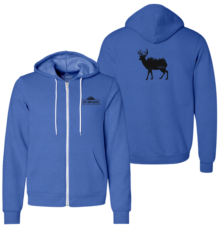 DEER IN THE TREES Supersoft Midweight Zip Up Hoodie
