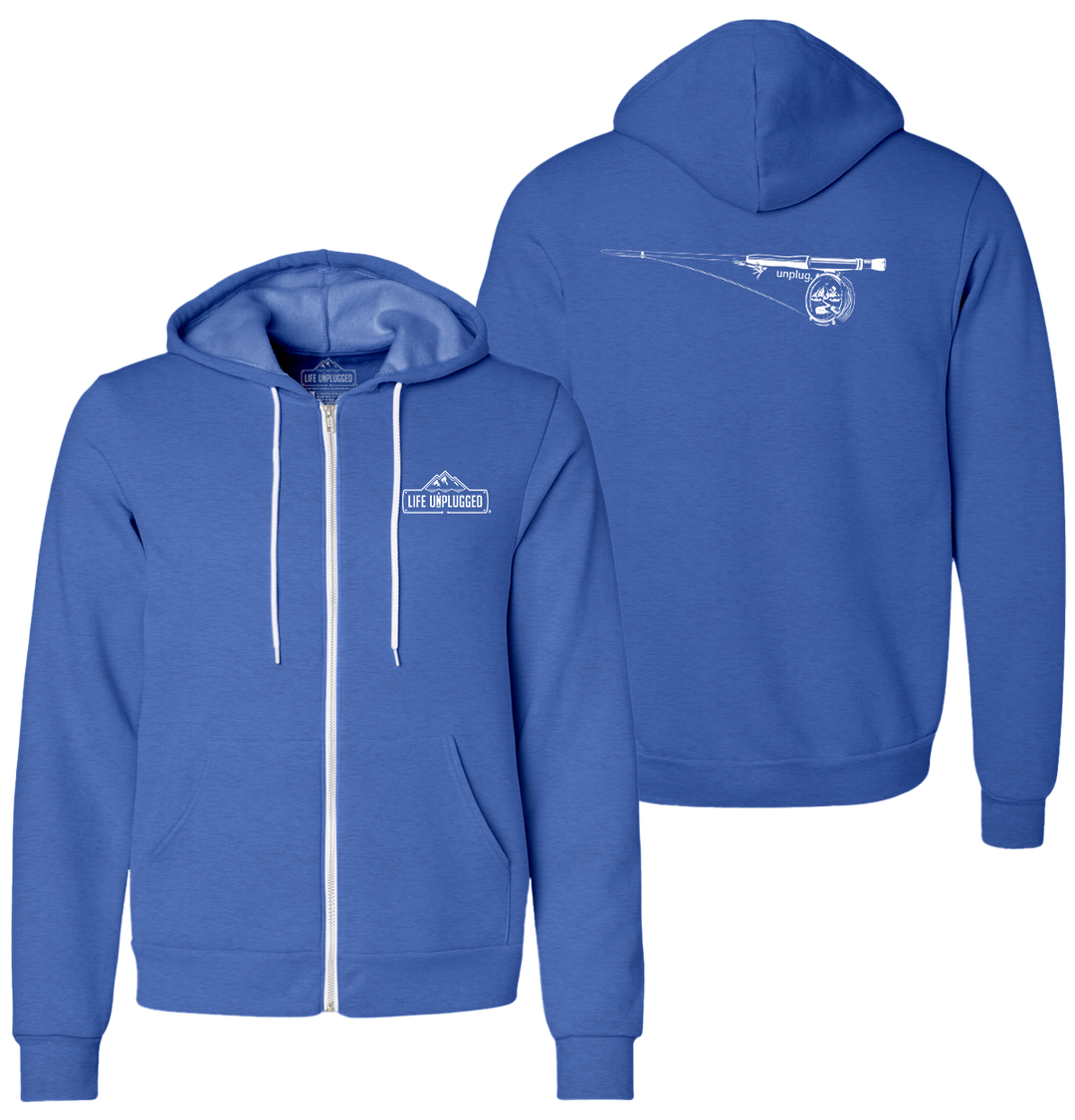 FLY FISHING MOUNTAIN SCENE Supersoft Midweight Zip Up Hoodie