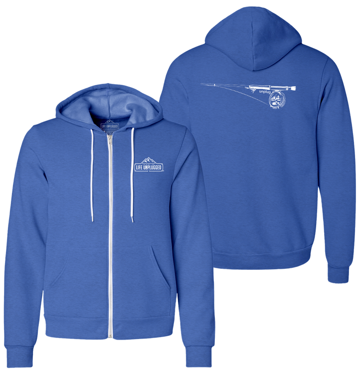 FLY FISHING MOUNTAIN SCENE Supersoft Midweight Zip Up Hoodie