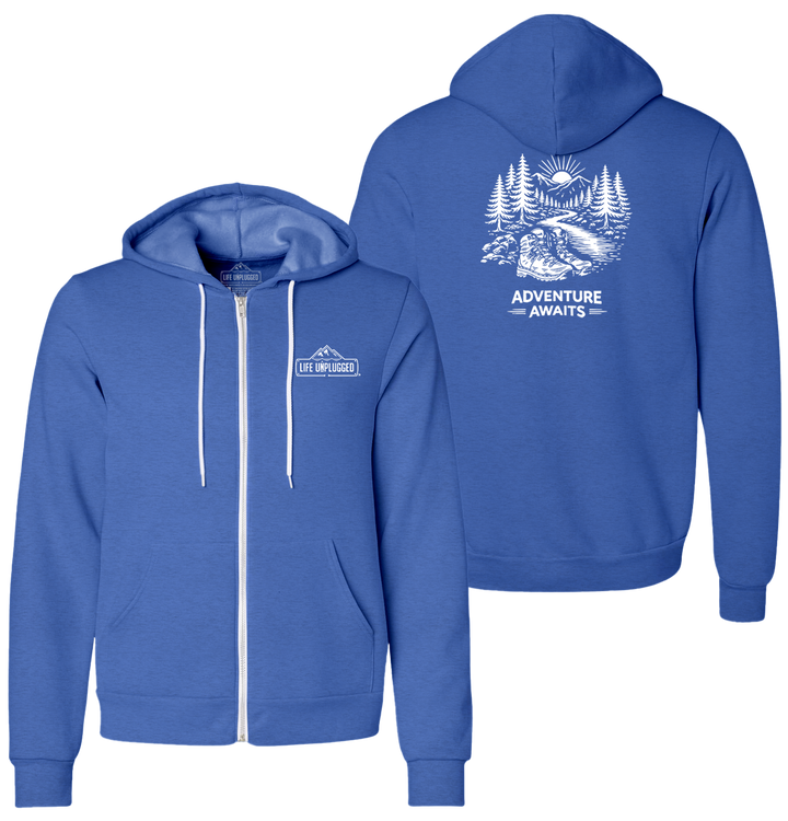 ADVENTURE AWAITS Supersoft Midweight Zip Up Hoodie