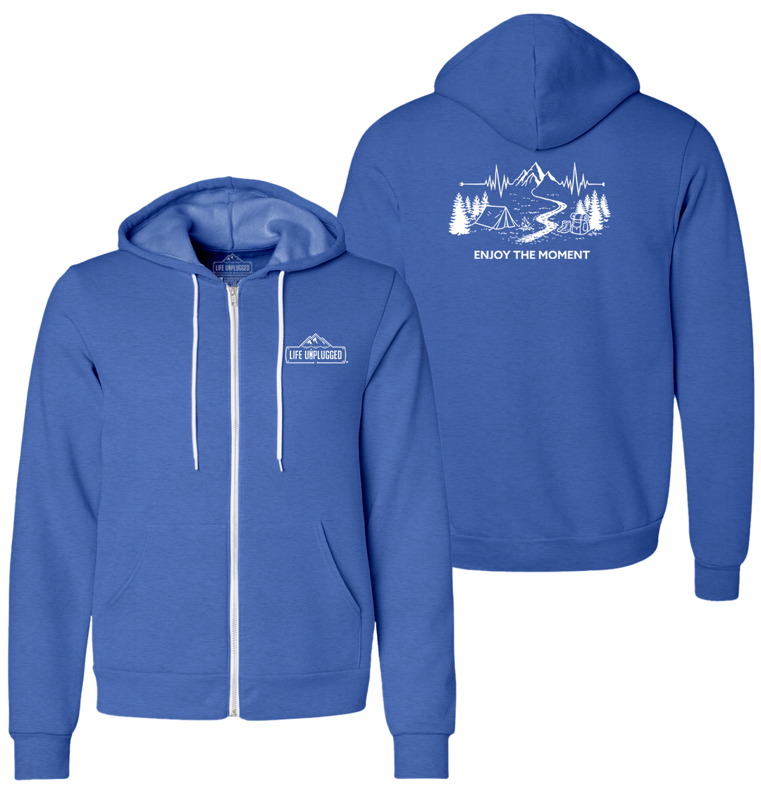 ENJOY THE MOMENT (MOUNTAIN SCENE) Supersoft Midweight Zip Up Hoodie MEDIUM - GREAT LAKE BLUE BLOWOUT