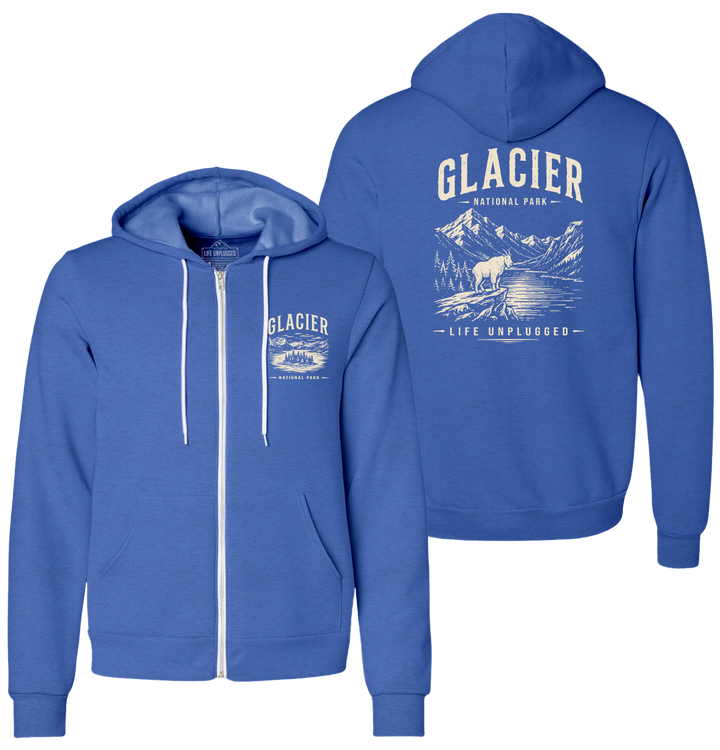 GLACIER NATIONAL PARK Supersoft Midweight Zip Up Hoodie