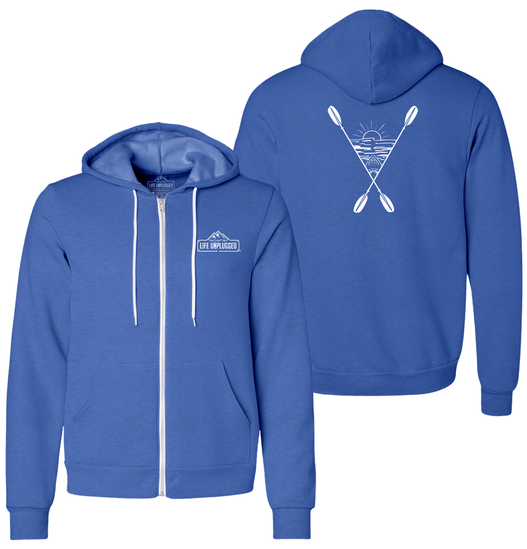 KAYAKING INTO THE SUNSET Supersoft Midweight Zip Up Hoodie 3XL - GREAT LAKE BLUE BLOWOUT
