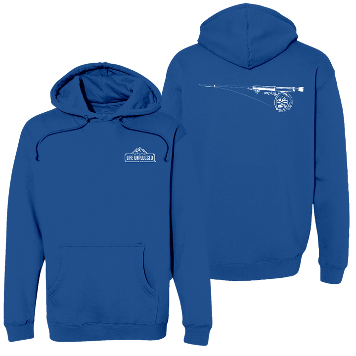 Fly Fishing Mountain Scene Heavyweight Hoodie
