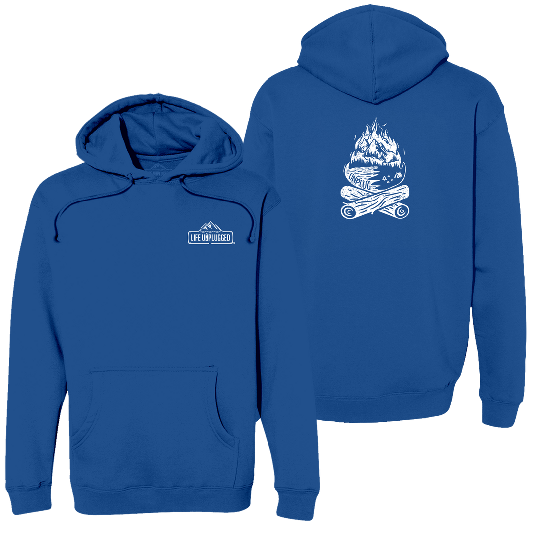 Campfire Mountain Scene Heavyweight Hoodie