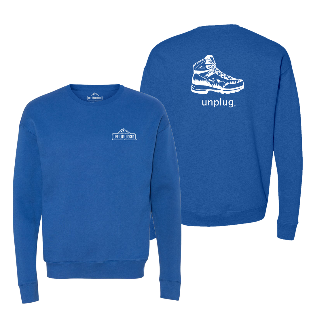 Hiking Boot Mountain Scene Midweight Super Soft Crewneck Sweatshirt