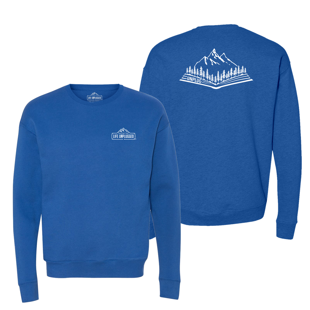 Open Book Mountain Scene Midweight Super Soft Crewneck Sweatshirt