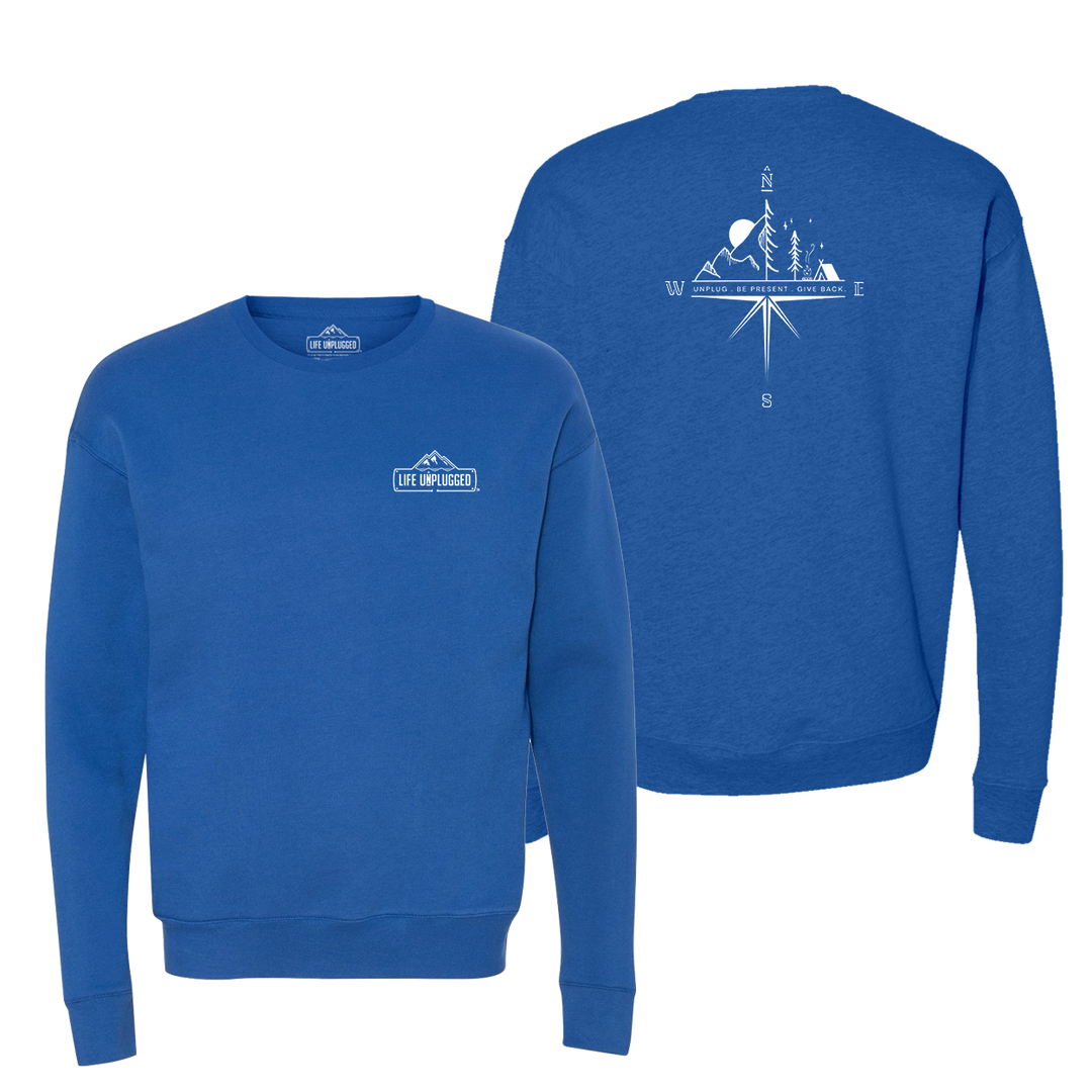 Compass Mountain Scene Midweight Super Soft Crewneck Sweatshirt