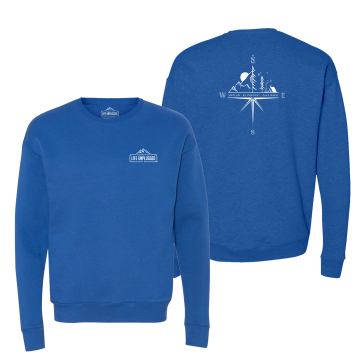 Compass Mountain Scene Midweight Super Soft Crewneck Sweatshirt
