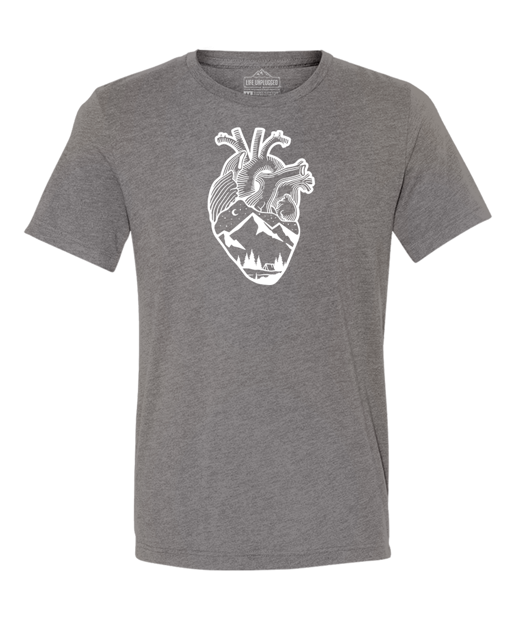 ANATOMICAL HEART (FULL CHEST) Triblend T-Shirt LARGE - GREY BLOWOUT