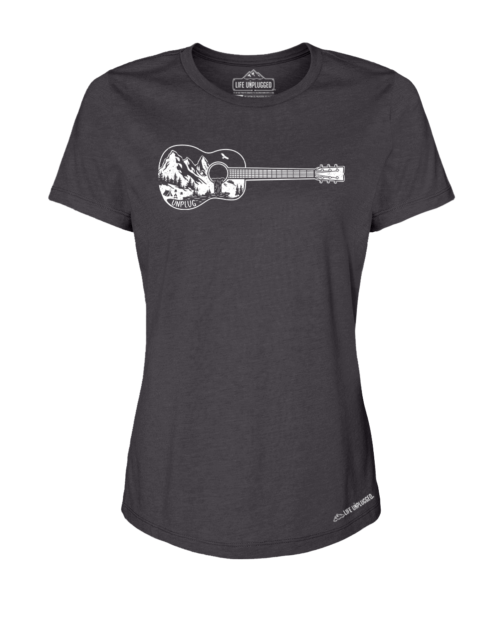 Guitar Mountain Scene Premium Women's Relaxed Fit Polyblend T-Shirt - Life Unplugged