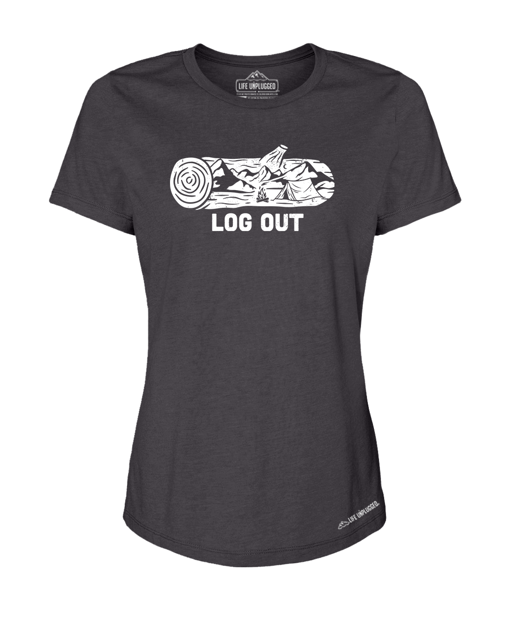 Logout Log Premium Women's Relaxed Fit Polyblend T-Shirt