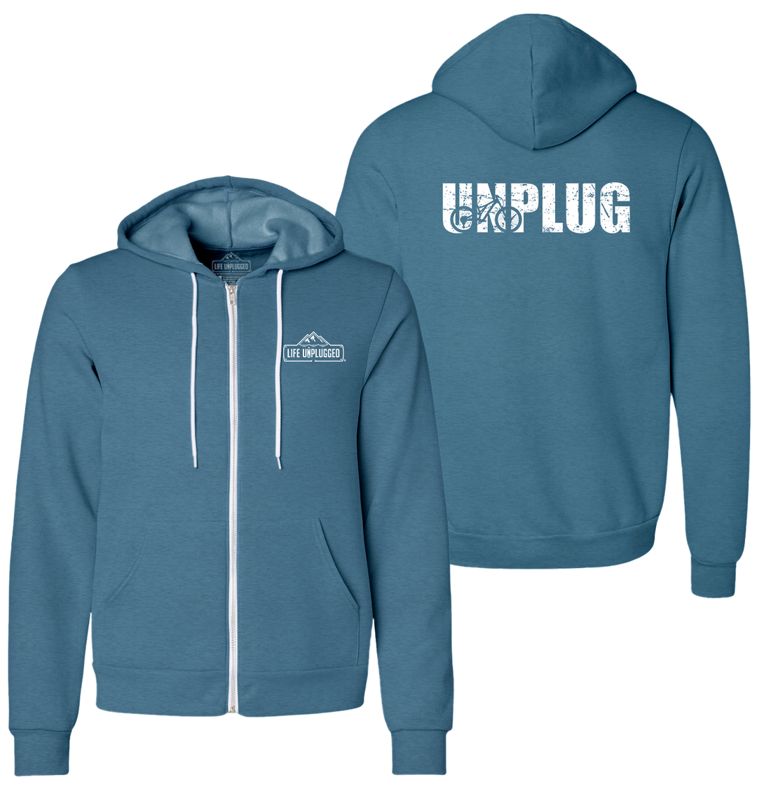 UNPLUG MOUNTAIN BIKE SILHOUETTE Supersoft Midweight Zip Up Hoodie