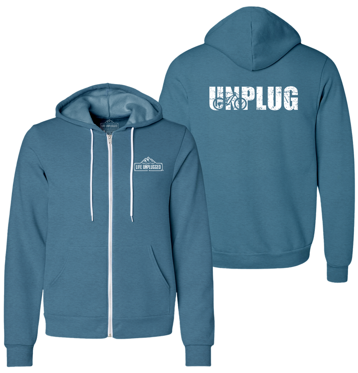 UNPLUG MOUNTAIN BIKE SILHOUETTE Supersoft Midweight Zip Up Hoodie