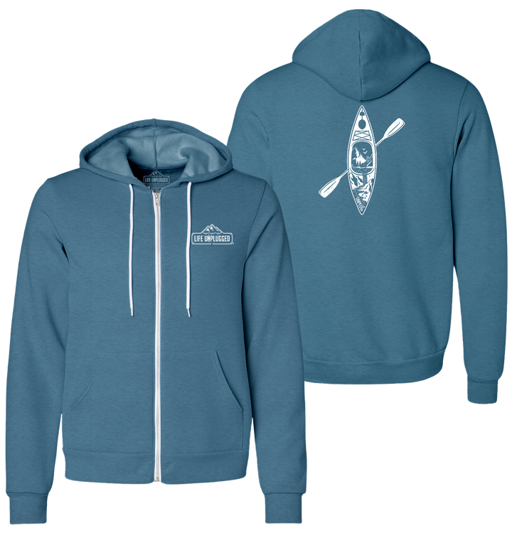 KAYAK MOUNTAIN SCENE Supersoft Midweight Zip Up Hoodie