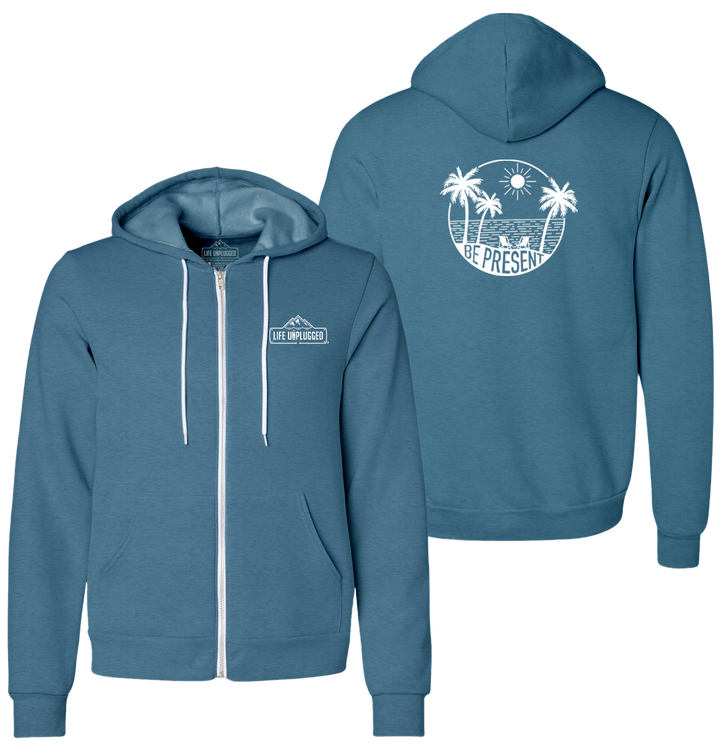 BE PRESENT BEACH Supersoft Midweight Zip Up Hoodie