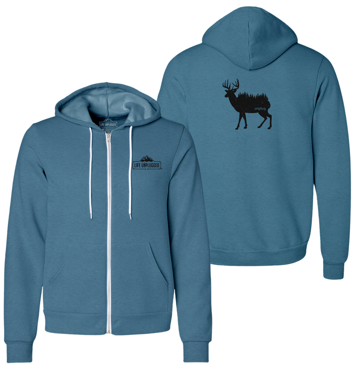 DEER IN THE TREES Supersoft Midweight Zip Up Hoodie