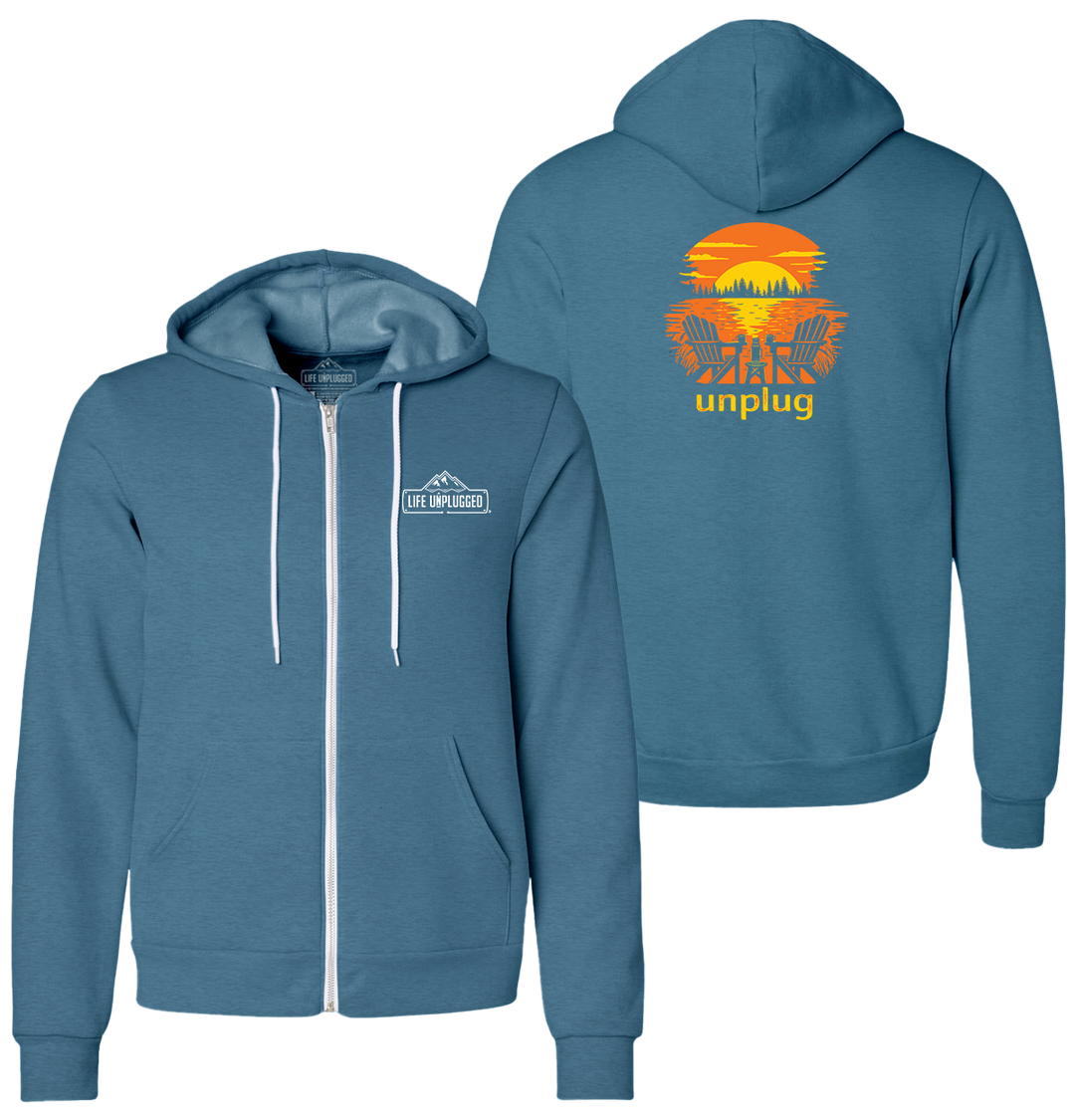 CHAIRS AT SUNSET Supersoft Midweight Zip Up Hoodie