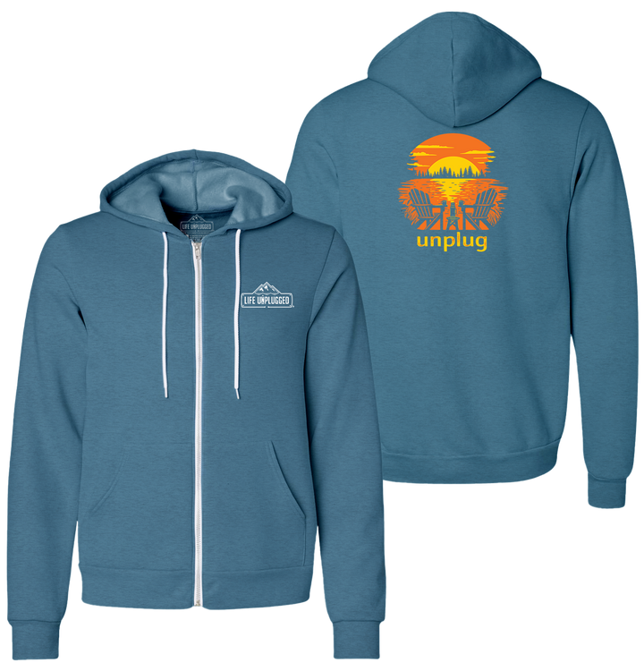 CHAIRS AT SUNSET Supersoft Midweight Zip Up Hoodie