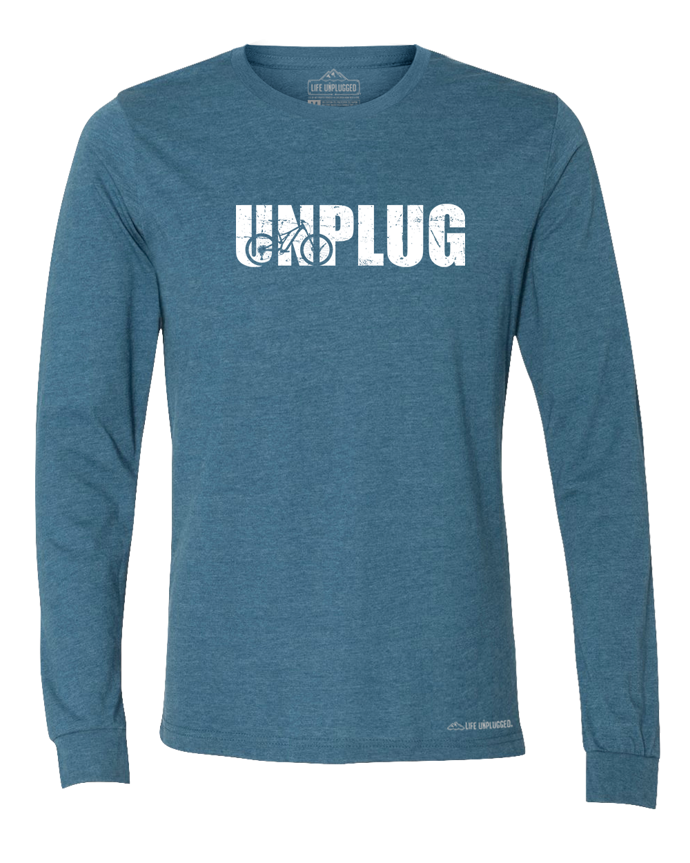Unplug Mountain Bike Silhouette Premium Polyblend Long Sleeve T-Shirt