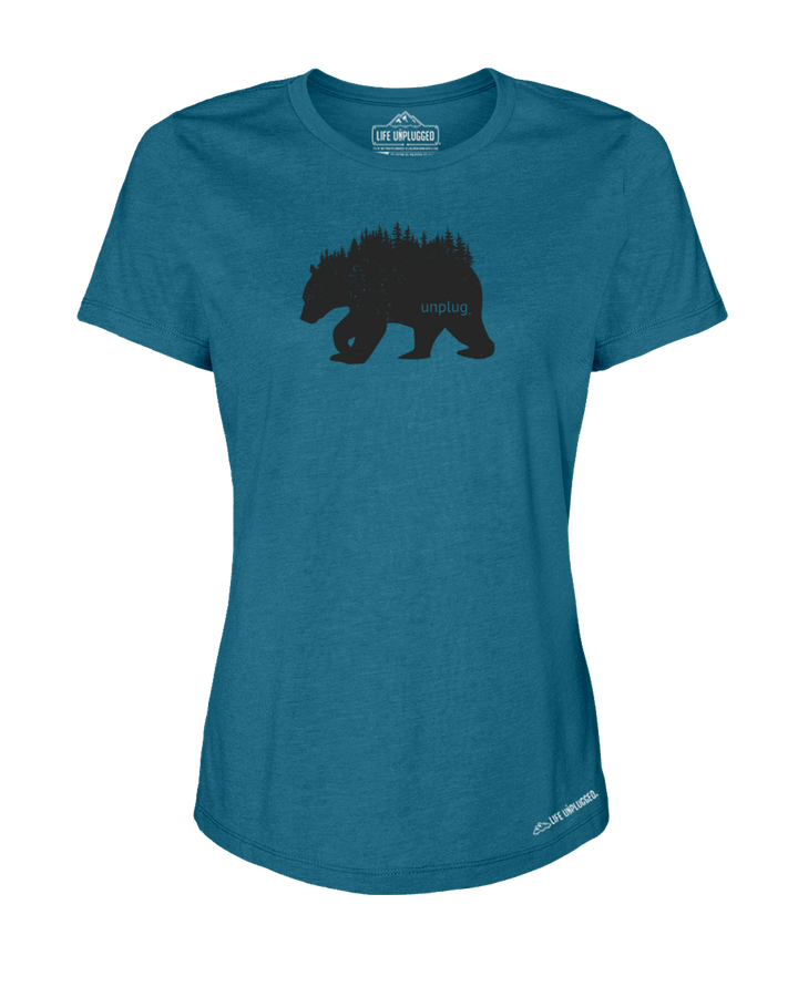 Bear In The Trees Premium Women's Relaxed Fit Polyblend T-Shirt - Life Unplugged