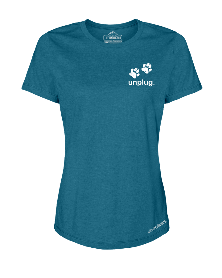 Paw Print Premium Women's Relaxed Fit Polyblend T-Shirt - Life Unplugged