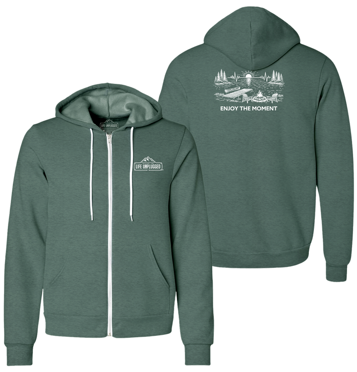 ENJOY THE MOMENT (LAKE SCENE) Supersoft Midweight Zip Up Hoodie