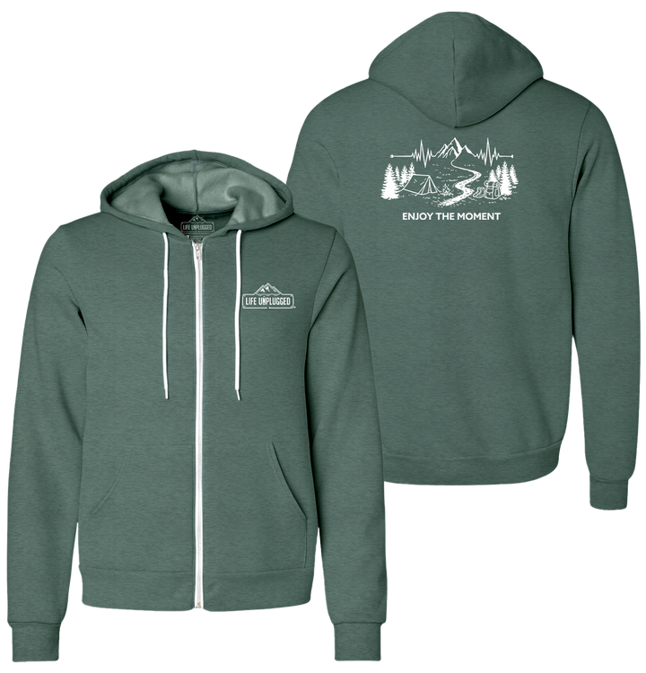 ENJOY THE MOMENT (MOUNTAIN SCENE) Supersoft Midweight Zip Up Hoodie