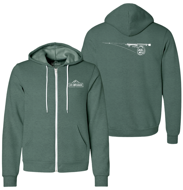 FLY FISHING MOUNTAIN SCENE Supersoft Midweight Zip Up Hoodie