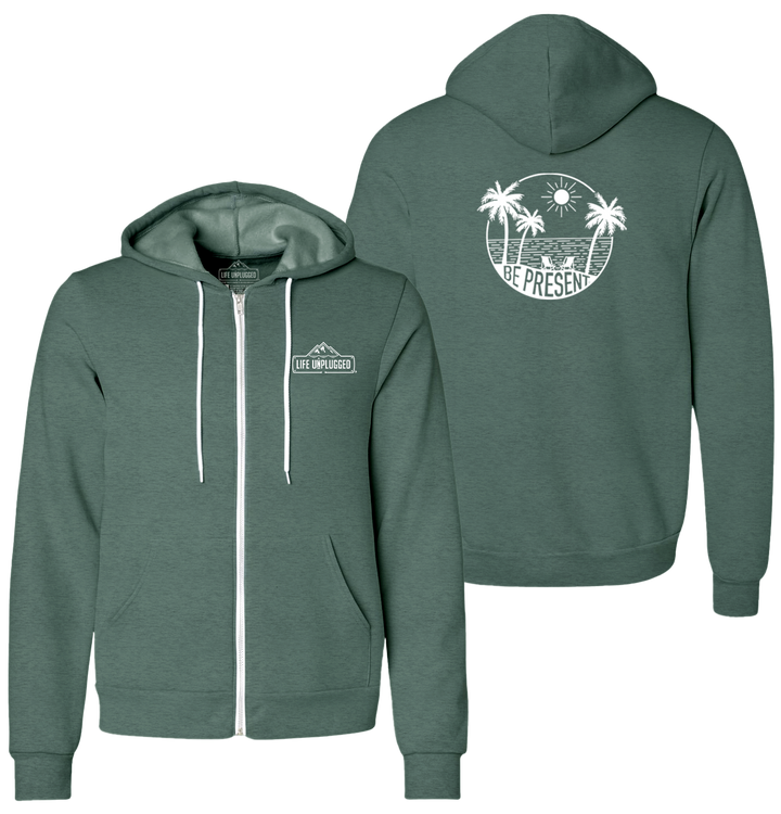 BE PRESENT BEACH Supersoft Midweight Zip Up Hoodie