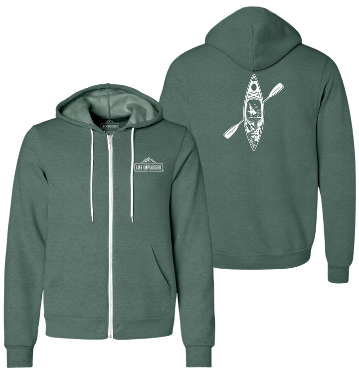KAYAK MOUNTAIN SCENE Supersoft Midweight Zip Up Hoodie