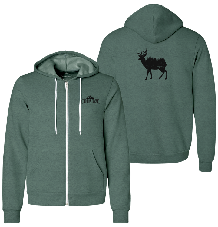DEER IN THE TREES Supersoft Midweight Zip Up Hoodie