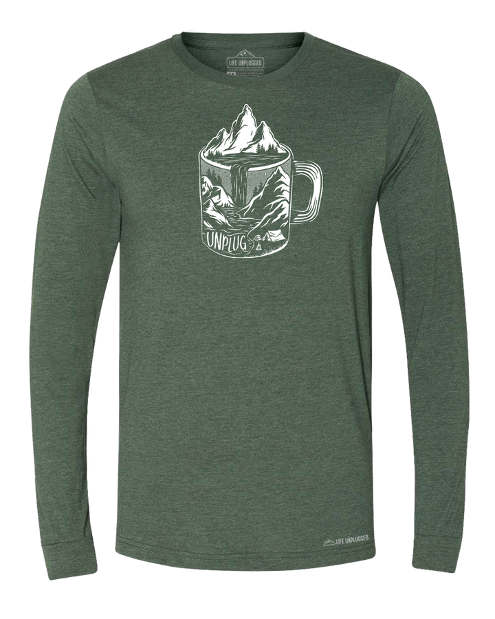 Coffee Mountain Scene Premium Polyblend Long Sleeve T-Shirt - Life Unplugged