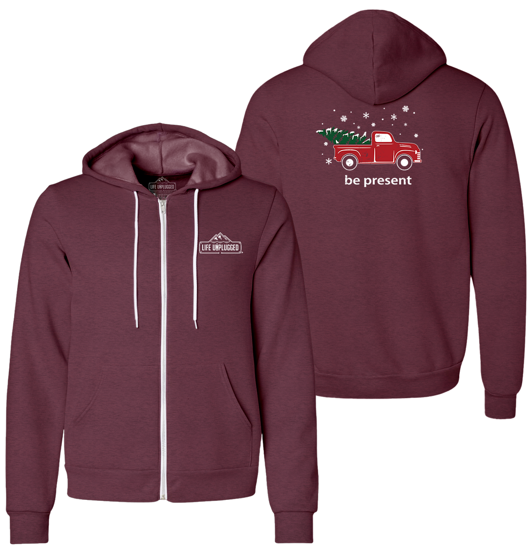 Christmas Tree Truck Supersoft Midweight Zip Up Hoodie