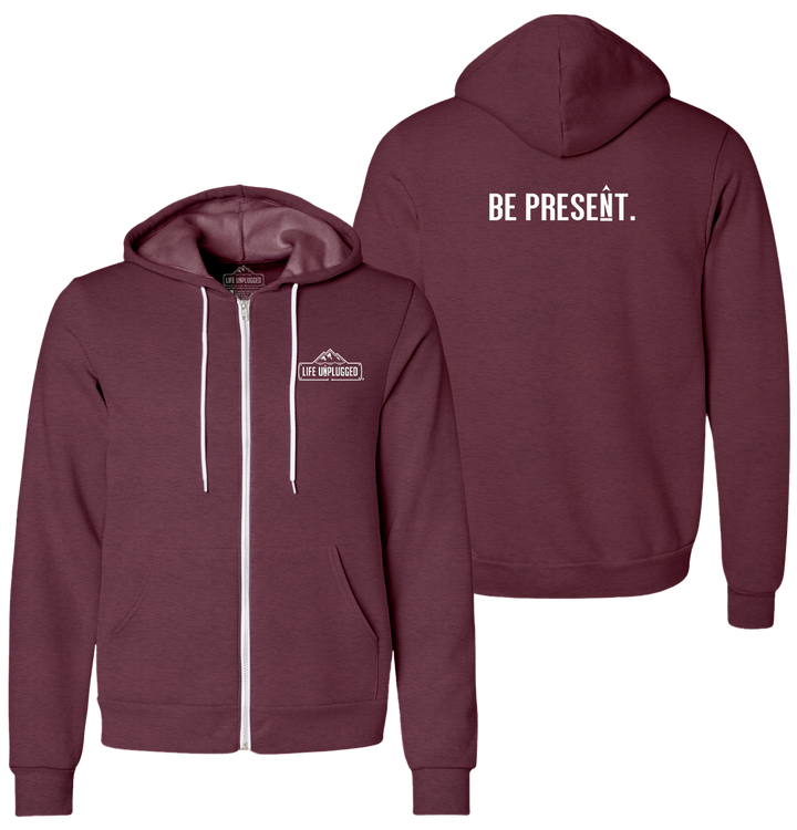 BE PRESENT. FULL CHEST Supersoft Midweight Zip Up Hoodie