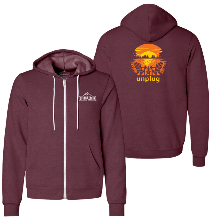 CHAIRS AT SUNSET Supersoft Midweight Zip Up Hoodie