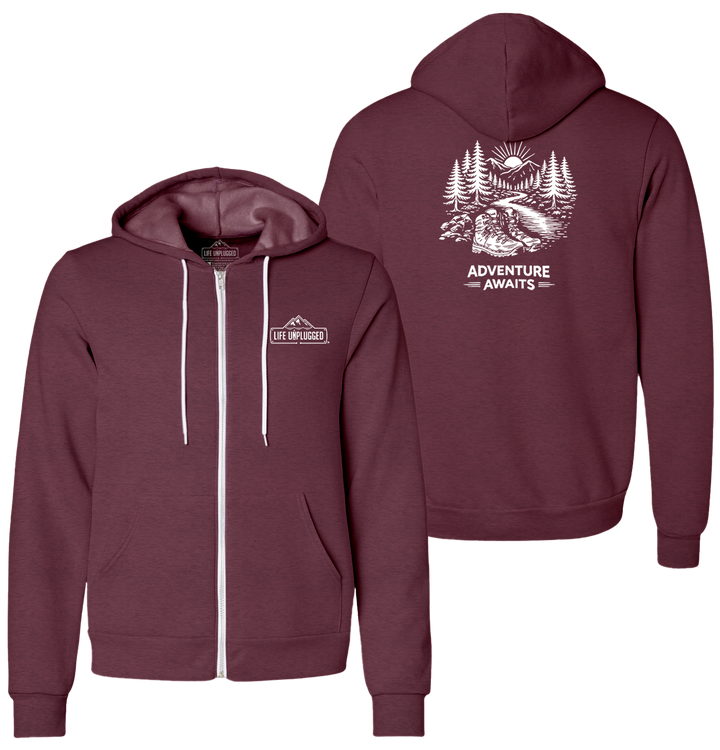 ADVENTURE AWAITS Supersoft Midweight Zip Up Hoodie