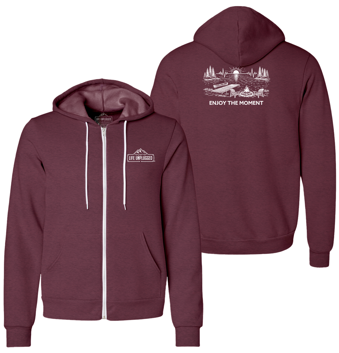 ENJOY THE MOMENT (LAKE SCENE) Supersoft Midweight Zip Up Hoodie