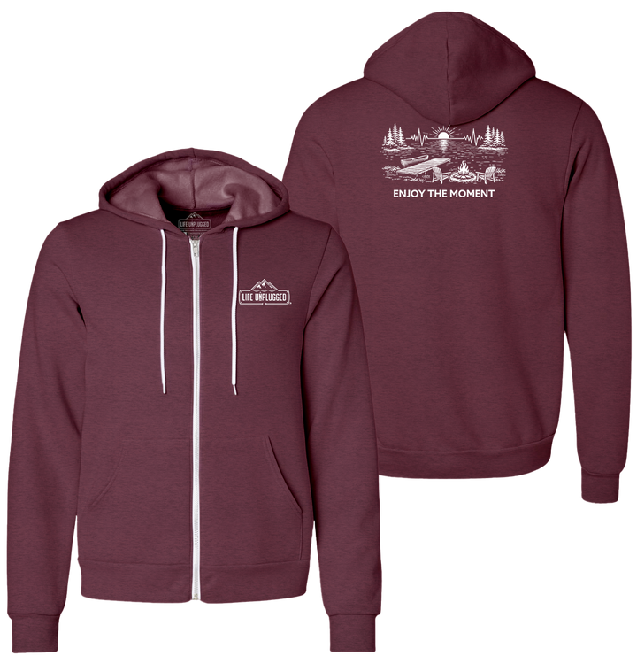 ENJOY THE MOMENT (LAKE SCENE) Supersoft Midweight Zip Up Hoodie