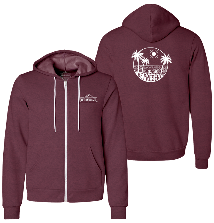 BE PRESENT BEACH Supersoft Midweight Zip Up Hoodie