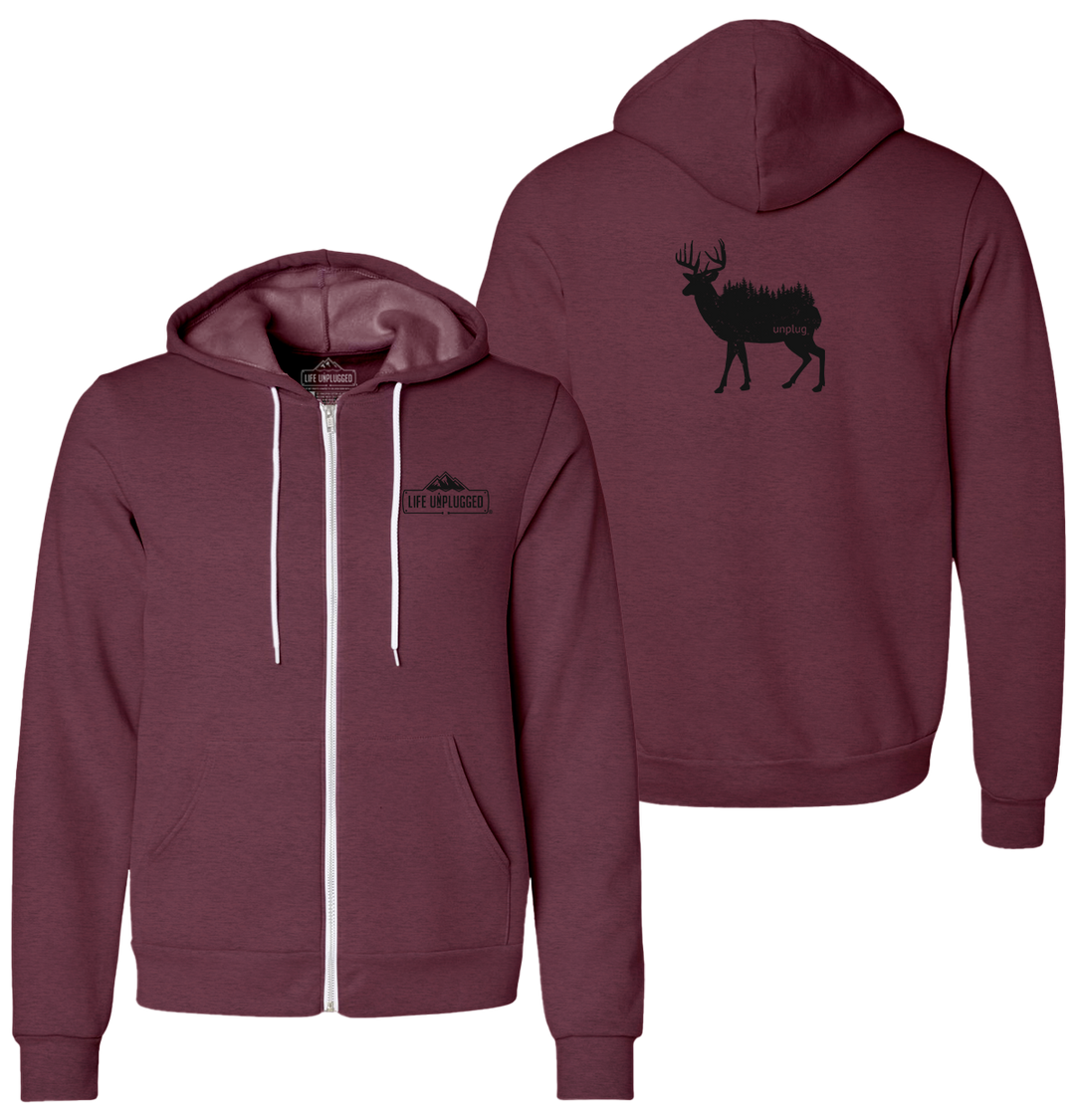DEER IN THE TREES Supersoft Midweight Zip Up Hoodie