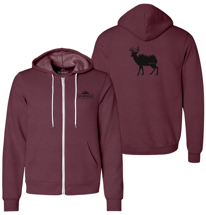 DEER IN THE TREES Supersoft Midweight Zip Up Hoodie