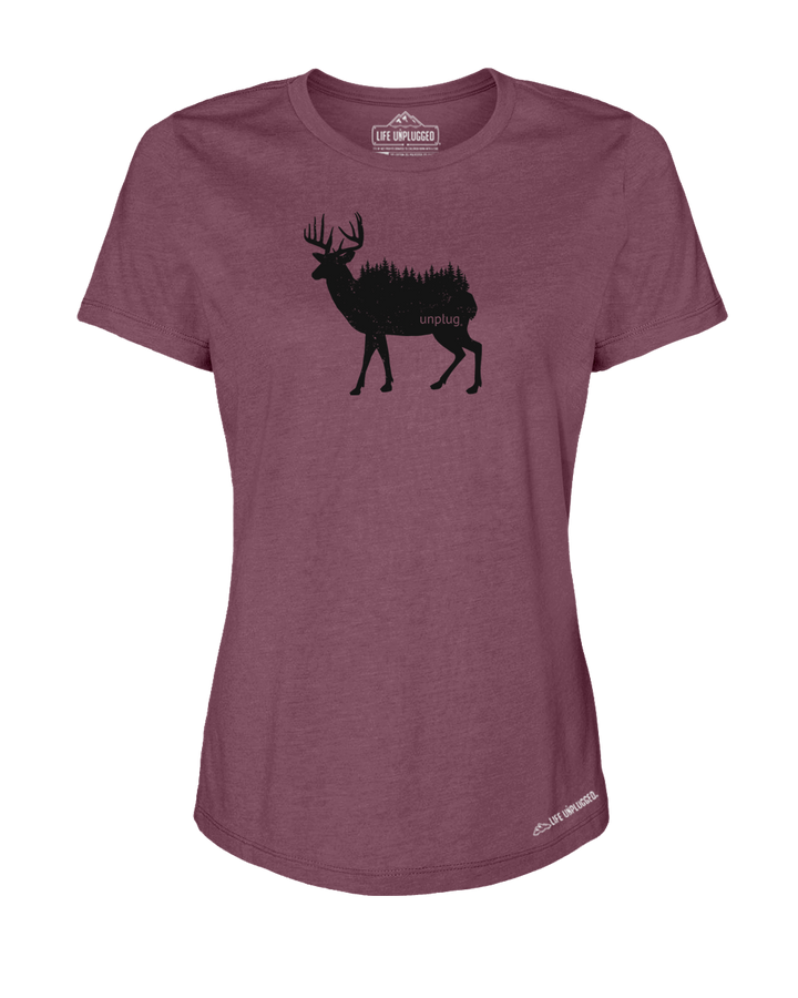 Deer In The Trees Premium Women's Relaxed Fit Polyblend T-Shirt