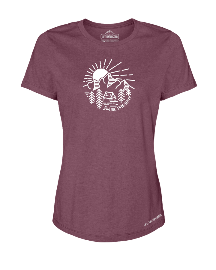 MOUNTAIN SUNSET Premium Women's Relaxed Fit Polyblend T-Shirt - Life Unplugged