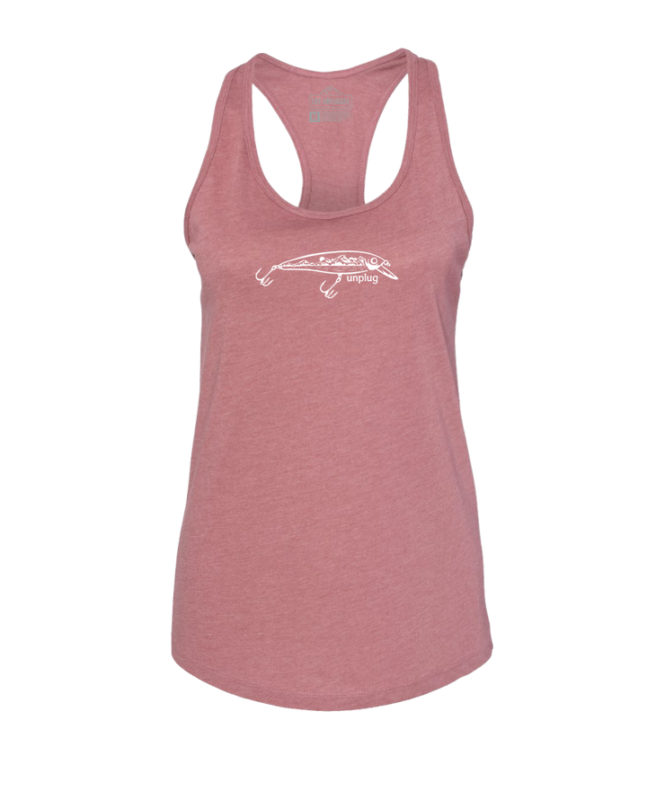 Fishing Lure Mountain Scene Women's Racerback Tank Top