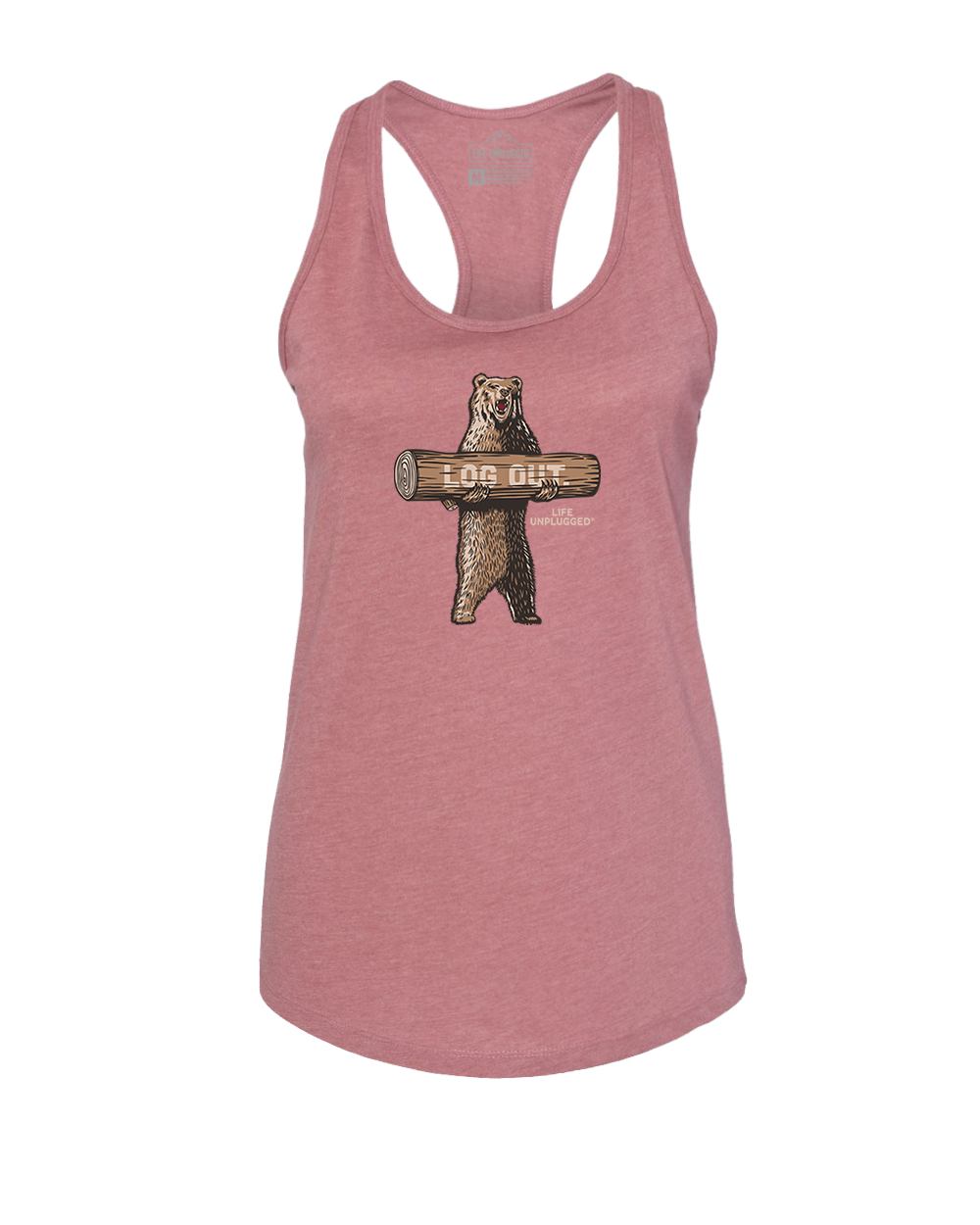 LOG OUT BEAR Women's Racerback Tank Top
