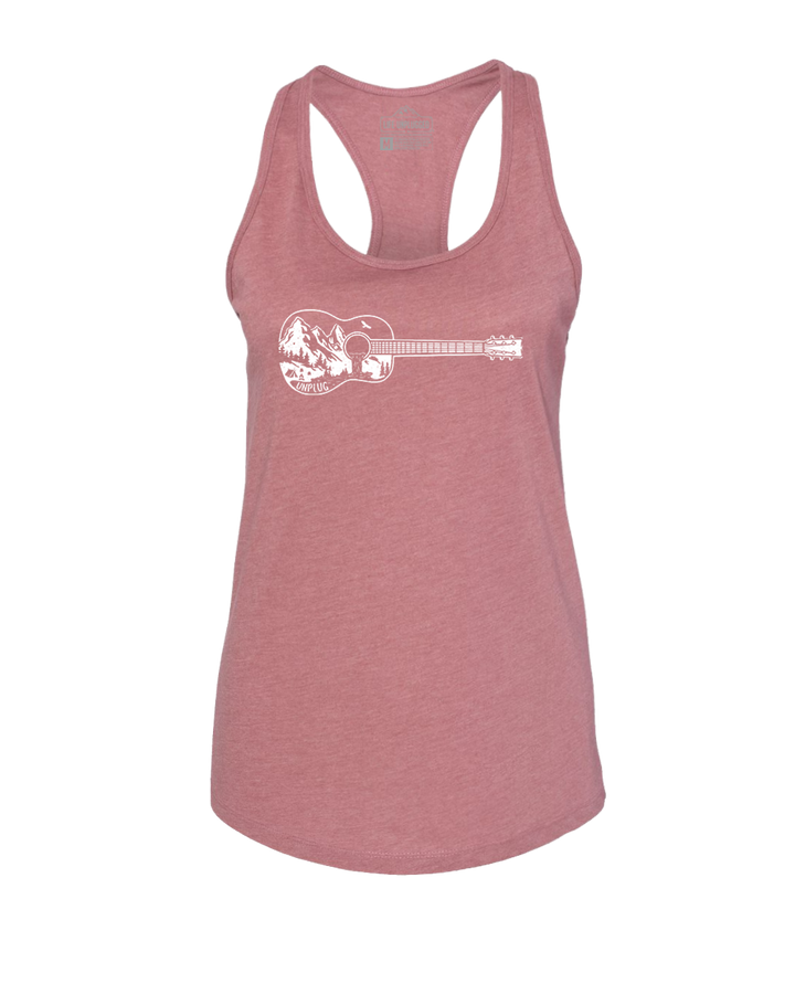 Guitar Mountain Scene Women's Racerback Tank Top