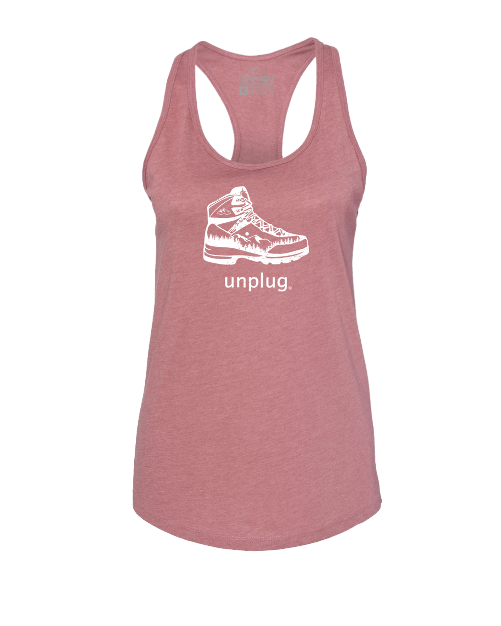 Hiking Boot Mountain Scene Women's Racerback Tank Top
